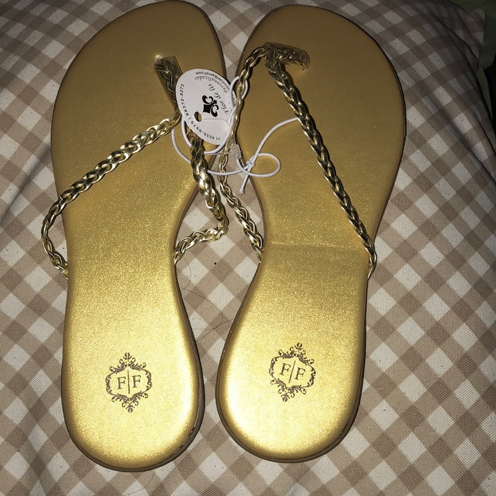 Nwt Gold Braided Sandals